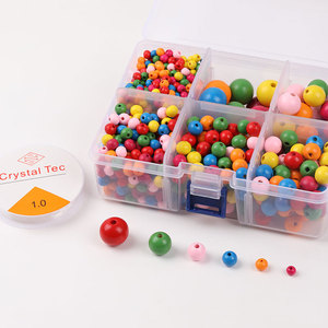 Juego de Cuentas de Madera Crystal Tec, 1105 Piezas, Cuentas Redondas de Hemu de Varios Tamaños y Colores, Suministros para Manualidades - Product Image 3