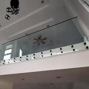Hdsafe Frameloze Balkon Zijwand Gemonteerd Spon Glas Reling Standoff Zwarte Klem Leuning Trap Glas Standoff Reling Patio