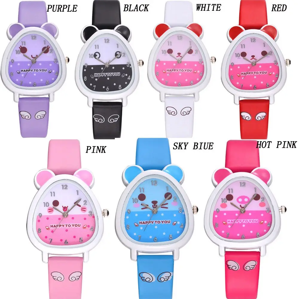 Cute children watch printed belt cartoon watch boys and girls elementary school quartz watch cute niche design