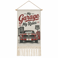 Décoration murale verticale en textile polyester avec pompons, sur rouleau, avec barre en bois, affiche suspendue imprimée sur mesure pour la décoration intérieure