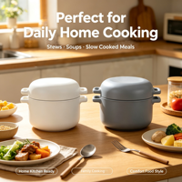Casserole en céramique européenne classique à double couvercle, idéale pour la mijotée et le riz, antiadhésive pour cuisinière à gaz, ensemble d'ustensiles de cuisson