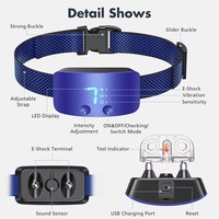 Wiederaufladbares Wasserdichtes IP67 Umweltfreundliches Kunststoff Multifunktionales Anti-Bell-Trainingshalsband für Kleine/Mittlere Hunde 7 Einstellbare Stufen