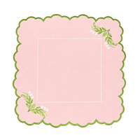 Napperons en lin festonnés avec broderie Muguet, bleu clair, motif floral moderne, pour mariage printanier, lavables à l'eau, décoration de table.