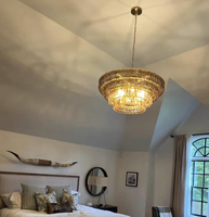 Nouveau Lustre Rétro Américain de Luxe en Verre Ambré 2026 pour Villa, Salon, Chambre Créative, Hôtel - Suspension Circulaire Décorative