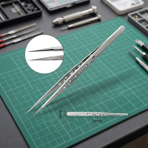 Pince à épiler pour extensions de cils avec trou, en acier inoxydable, pointe fine - Product Image 2