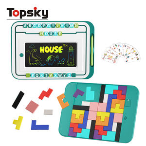 Plastic 3-In-1 Spelling Tekentafel Schilderen Speelgoed Kinderen Vroeg Leren Schrijven Oefenbord Met Puzzel & Lock Screen Speelgoed - Product Image 2