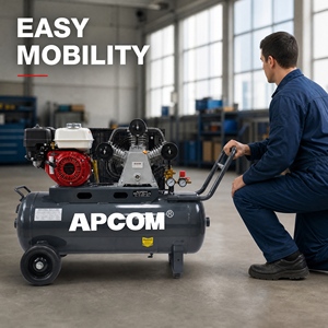 Compresseur d'air à piston à essence APCOM 6,5 HP, réservoir de 100 L, pompe à air portable alimentée par un moteur à essence pour la construction en extérieur - Product Image 5