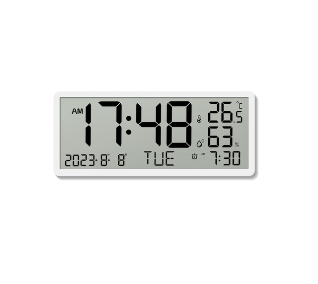 Hot Selling Modern Large-Screen LCD Alarm Clock Calendar Temperature Display Simple Novel Digital Design Plastic Wall Clock for