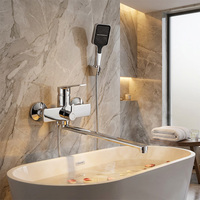 Chrome Carré Deux Voies Simple Salle De Bains Sanitaires Mur Monté Douche Mitigeur Robinet Ensemble Robinet