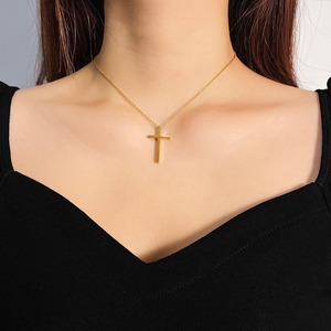 Su geçirmez 18k altın kaplama paslanmaz çelik çapraz kolye kadınlar için klasik haç kolye kolye dini takı - Product Image 2