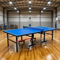 Table de tennis de table pliable en MDF de 18 mm, table de ping-pong d'intérieur durable, filet écologique, montage facile, cadre robuste, 8 roues