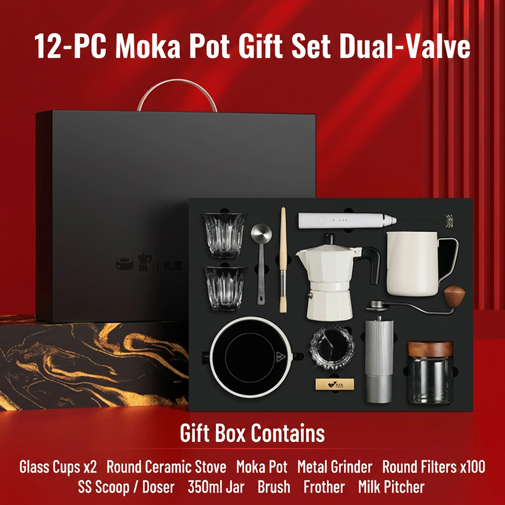 White 12-piece set, dual-valve version