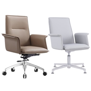 High Back Swivel Wooden Armrest Executive Ergonomic Genuine Leather Office Chair - Product Image 5