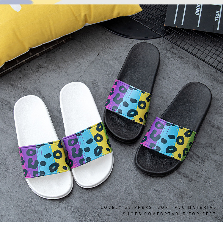 Custom Printing Bath Flat Slides Shoes Non-slip Solid Color Home Slippers for Women