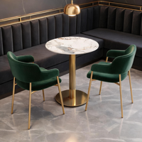 Tables à manger en marbre pour hôtels commerciaux, cafés, tables circulaires/petites modernes et minimalistes, durables, faciles à nettoyer, pour les réunions