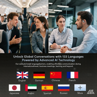 Écouteurs de traduction IA 133 langues V5.4, mode intelligent 4-en-1, écran tactile, traduction en temps réel, compatibles iOS et Android