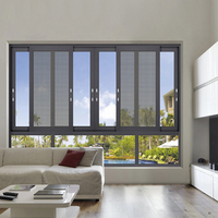 Modernes 3-Spuriges Aluminiumlegierungs-Sicherheits-Schiebefenster Edelstahl Niedrig-Emissionsglas Magnetische Horizontale Jalousie Küche Bad