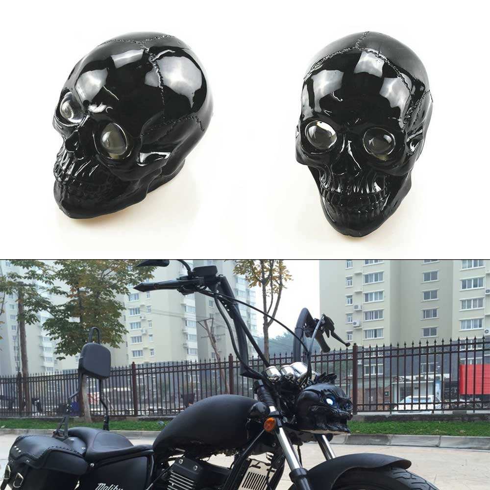 Skull Head LED Headlight Lamp for Harley Chopper \u0026 Electra Glide -  Customizable Motorcycle Lighting, image size:1000x1000