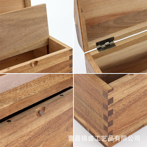 Wooden Square Recipe Storage Box With Compartments For Kitchen Organization - Product Image 2