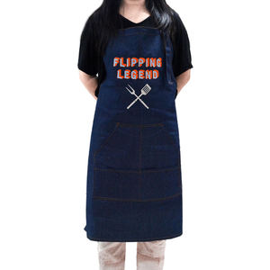 Delantal Personalizado de Mezclilla Sólida con Cuello Ajustable, Bolsillos Multicompartimento, para Cocina al Aire Libre, Panadería, Cafetería, con Logotipo Personalizado - Product Image 4