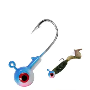 New 1g-20g Jig Head Hook soft bait hook Colorful Ball Jig Head Factory custom jig hooks with double eyes for Bass and Crappie
