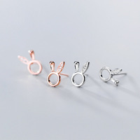 Boucles d'oreilles clous en argent sterling S925 avec zircon, motif lapin, simples et adorables, pour enfants et filles