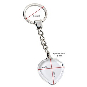 Llavero con Corazón de Cristal, Colgante Transparente de 30x30 mm, Cadena Plateada - Product Image 2