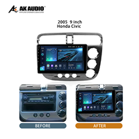 Kit d'accessoires pour autoradio Android 9 pouces pour Civic 2005, cadre de navigation radio, modification du tableau de bord en plastique ABS