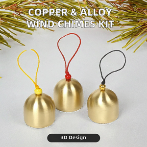 Temple Carillons à vent et accessoires en cuivre pur et fer, imprimés UV, avec marteau de cloche, anti-vol, cloches dorées de Noël DIY - Product Image 2