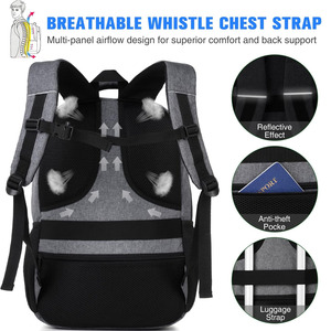 Sac à livres gris de grande capacité pour filles et garçons pour le lycée avec compartiment pour ordinateur portable et port de charge USB - Product Image 5