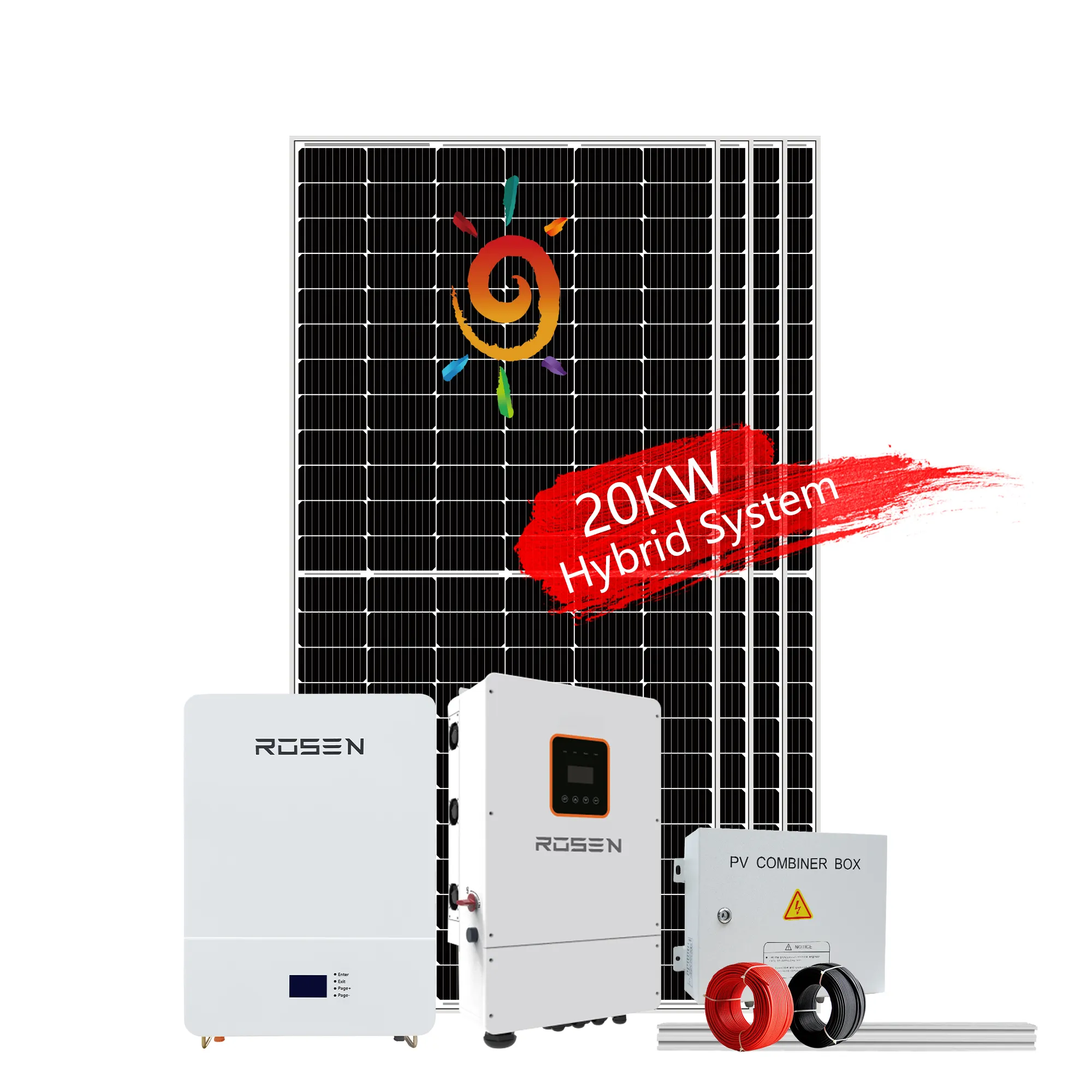 Sistema solar de energia de bateria de 20kwh, 25kwh, 30kwh, para sistema solar de montagem de casa
