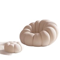 Fauteuil d'appoint en tissu style crème citrouille, blanc, pour salon, canapé, emballage sous vide compressé, mousse haute densité