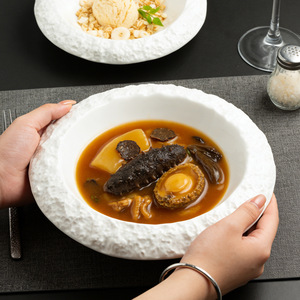 <strong>Creative</strong> Rock Pattern Ceramic Dessert Soup <strong>Plate</strong> Hotel Restaurant Tableware Porcelain Salad <strong>Plate</strong> Steak Pasta Deep <strong>Plate</strong> - Product Image 5