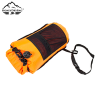 Bouée de sécurité gonflable haute visibilité personnalisée avec logo, sac étanche avec poche avant en filet pour sports nautiques en eau libre