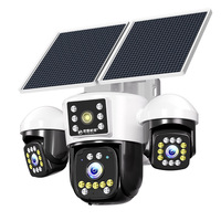 Caméra extérieure 4G à énergie solaire AOV à trois écrans, vue panoramique, surveillance à 360 degrés, vision nocturne, indice IP66, télécommande mobile