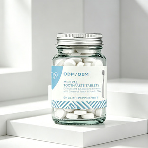 62 Count Zero Waste <strong>Toothpaste</strong> Tablets Peppermint <strong>SLS</strong> <strong>Free</strong> Fluoride <strong>Free</strong> Natural Oral Care Plastic <strong>Free</strong> Glass Jar <strong>Toothpaste</strong> - Product Image 1