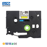 Boyeezon Étiquette thermorétractable 6 mm Noir sur blanc Noir sur jaune Ruban d'étiquetage thermorétractable Compatible avec Brother Hse-611