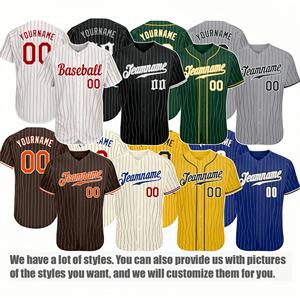 Jersey kustom paket seragam Pria Wanita kaus anak-anak bordir dijahit kaus anak-anak pakaian bisbol sublimasi tim kerah V V - Product Image 3