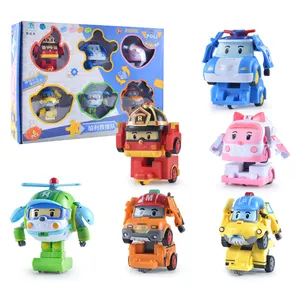 Official Authorization Hot Selling Poli Robocar Plastic Cartoon Deformation Robot Car Toys for Parent-child Interaction