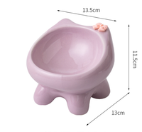 Cuenco de cerámica para gatos con diseño de lazo, elevado, inclinado, antivómito, con forma de gato, portátil, para alimentación de mascotas, para gatitos pequeños
