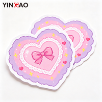 Autocollants personnalisés mignons de dessins animés découpés au laser, style Pixel Art, Kawaii, nœud, cœur, lune, dentelle, en vinyle mat, imperméables, durables, vente en gros