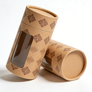 Custom Cylinder Paper <b>Box</b> With <b>Clear</b> Display Window Round Cardboard Tube Packaging For <b>Gift</b> Cosmetic Candle Tea - Product Image 4