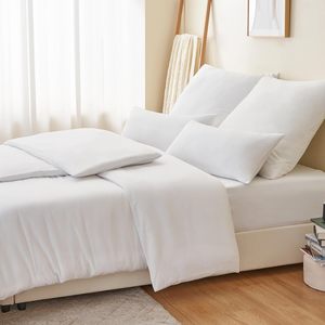 Vente directe usine Yintex OEM ODM – Ensemble de literie 4 pièces blanc uni avec housse de <span class=keywords><strong>couette</strong></span>, taies d'oreiller, fermeture éclair, infroissable, toutes saisons, certifié Oeko-Tex - Product Image 4