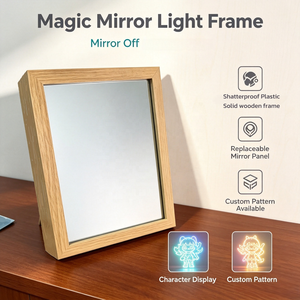 Miroir magique en bois personnalisé avec cadre lumineux LED, miroir bidirectionnel, lampe de chevet, décoration, cadre photo avec motif imprimé - Product Image 2