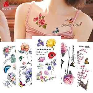 Nouveauté 2026 – Autocollants de <span class=keywords><strong>tatouage</strong></span> temporaires <span class=keywords><strong>3D</strong></span> imperméables multicolores, motif papillon et fleur semi-artisanaux, vente en gros - Product Image 1