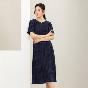 Abito Estivo da Donna Casual a Mezza Lunghezza, Traspirante, a <span class=keywords><strong>Maniche</strong></span> <span class=keywords><strong>Corte</strong></span>, Silhouette a H con Finiture in Pizzo - Product Image 2