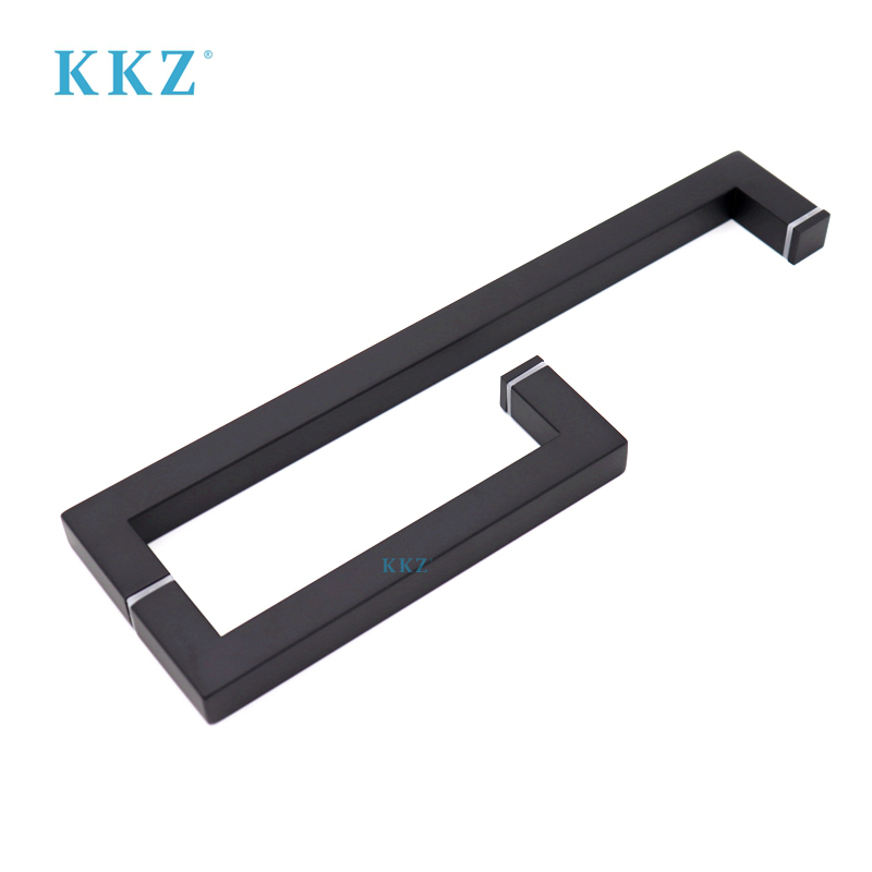 KKZ D Type 8" X 24" Towel Bar Combo Stainless Steel 304 Matte Black Door Handle For 1/4" To 1/2" Shower Glass