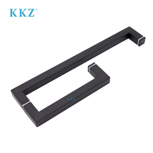 KKZ D Tipo 8 "X 24" Barra de toalla Combo Acero inoxidable 304 Manija de puerta negra mate para vidrio de ducha de 1/4 "a 1/2" - Product Image 1