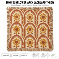 Plaid décoratif motif tournesol Terracotta Crème Moutarde Rouille Rétro Bohème Tendance Esthétique Rustique pour Canapé Pique-nique Décoration de maison Bureau