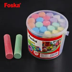 Foska 20 pcs पीपी ड्रम पैकिंग उच्च गुणवत्ता बच्चों को स्कूल फुटपाथ ब्लैकबोर्ड Dustless रंगीन जंबो चाक